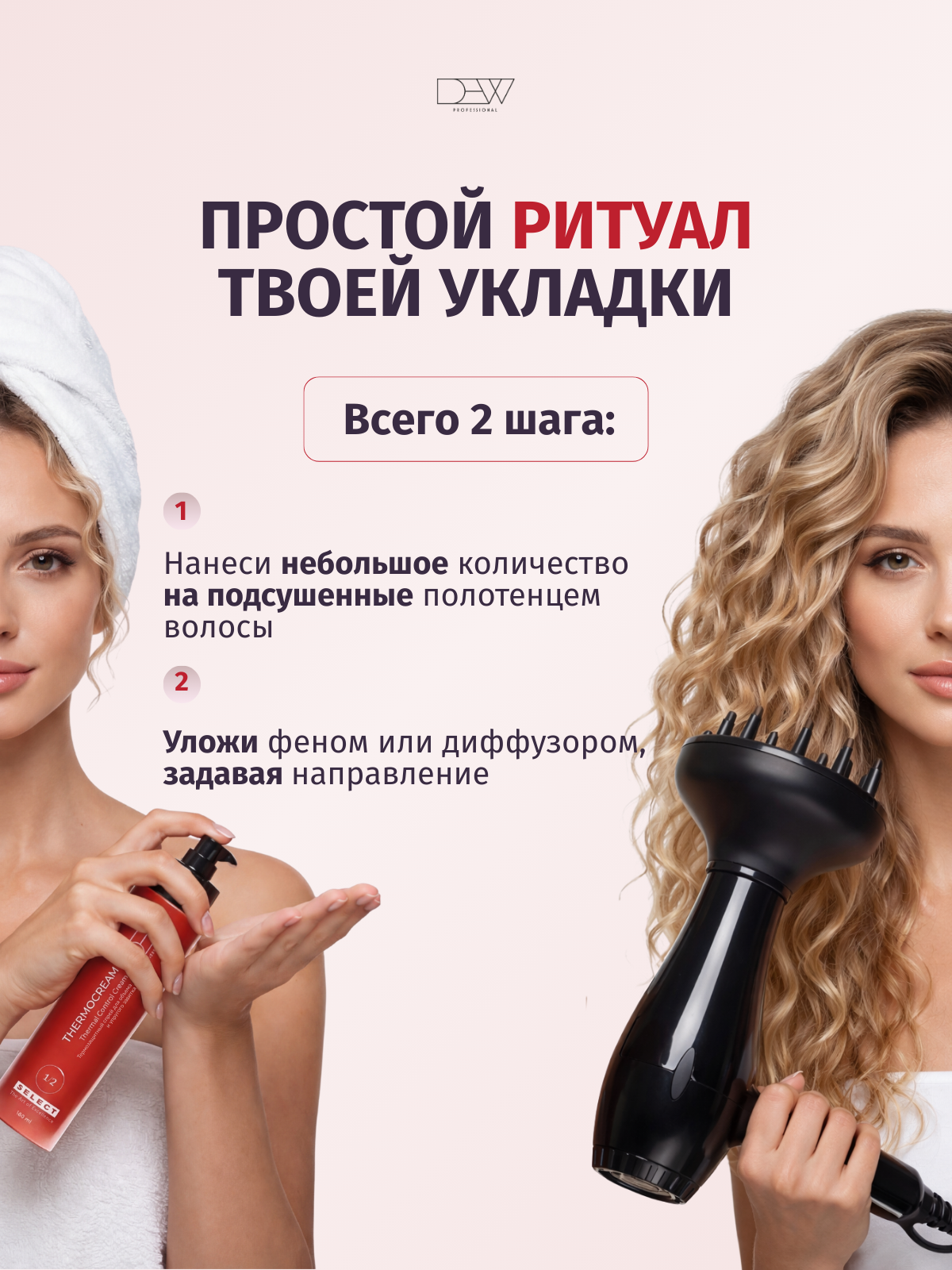 Dew Professional Select Thermocream Термозащитный крем для объема и упругости завитка 180 мл.