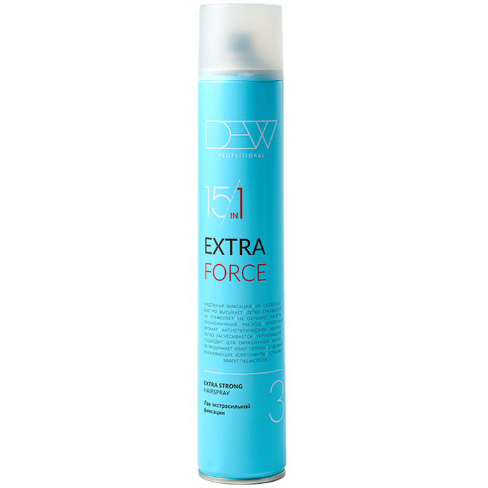 Dew Professional Extra Force 15 в 1 Лак для волос экстрасильной фиксации 500 мл.