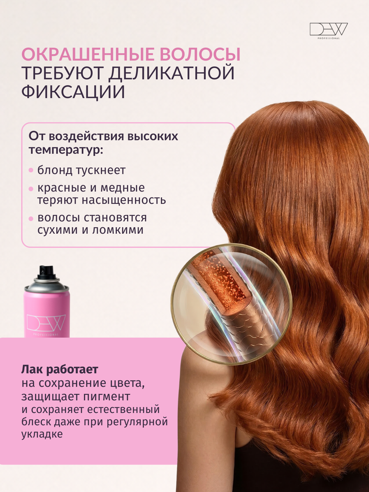 Dew Professional Extra Termo Color 15/1 Лак для волос с термозащитой для окрашенных волос 500 мл.